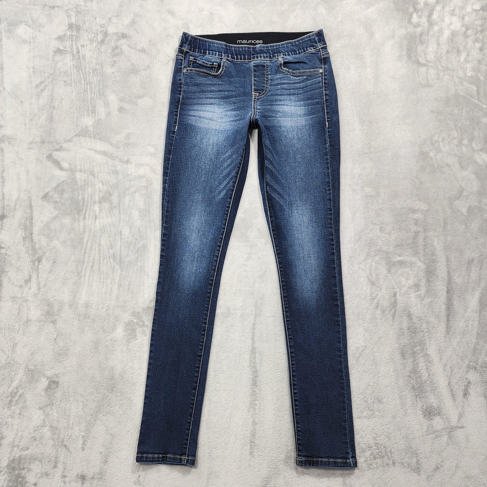 Maurices Jeans Womens XS Blue Mid Rise Slim Leg Jegging Dark Wash Stretch Denim